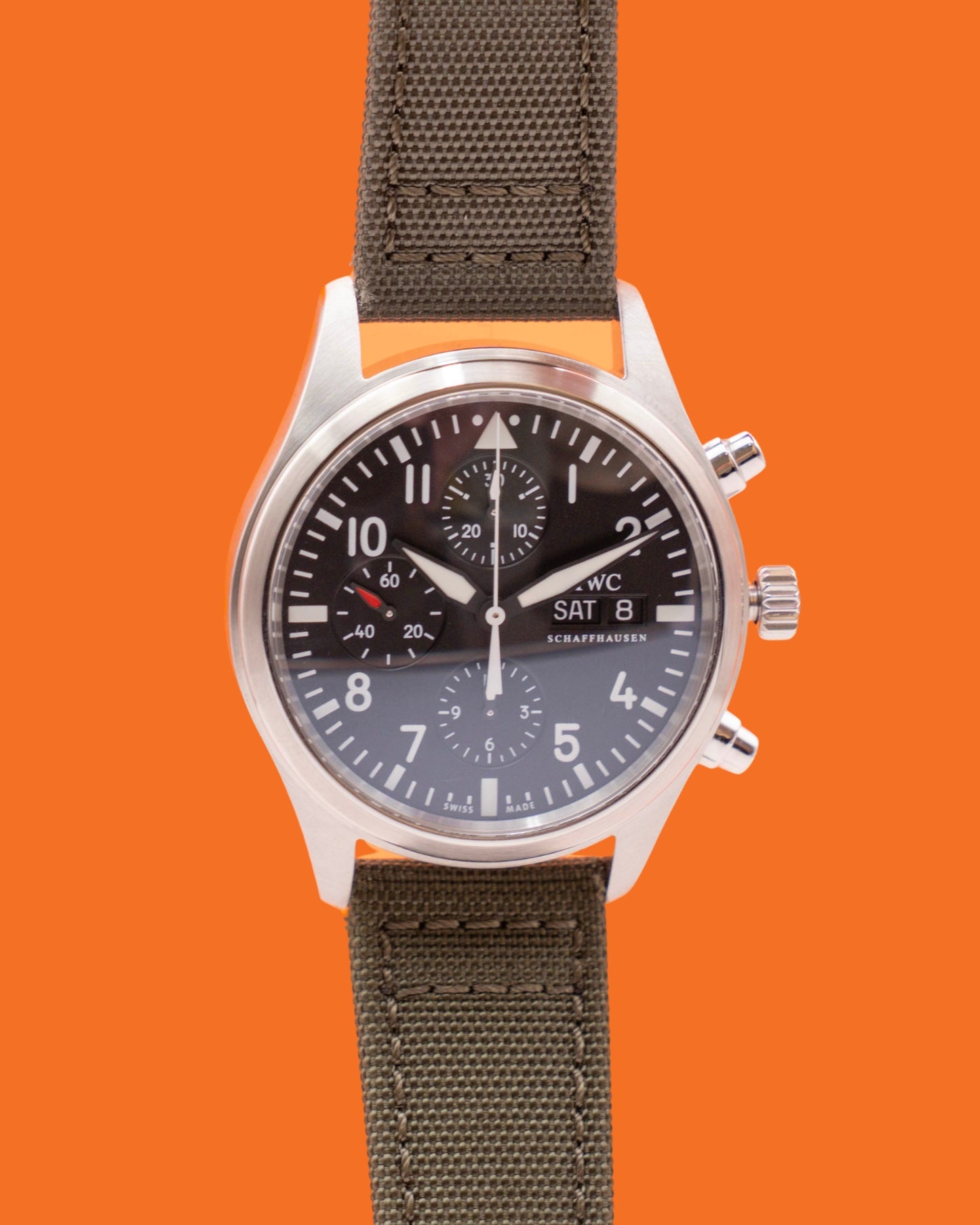 IWC Pilot's Watch IW371704 Chronograph On Green Strap