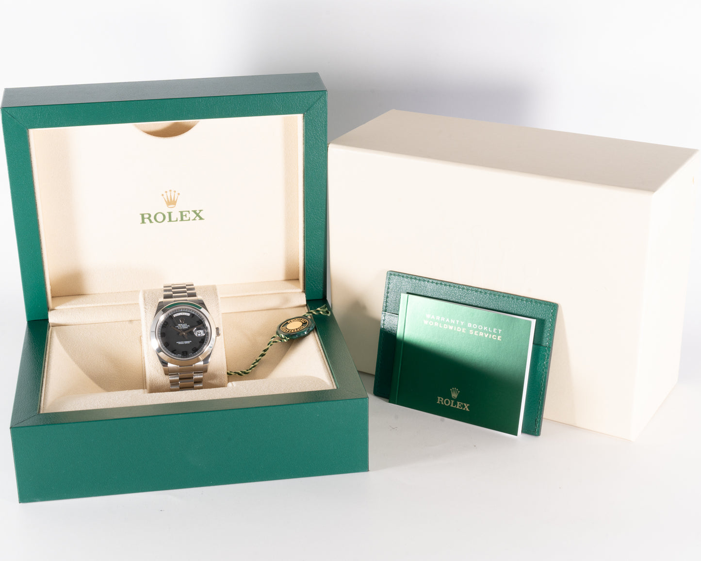 Rolex Day-Date II 41mm 218206 Platinum (Ghost) Black Arabic Dial