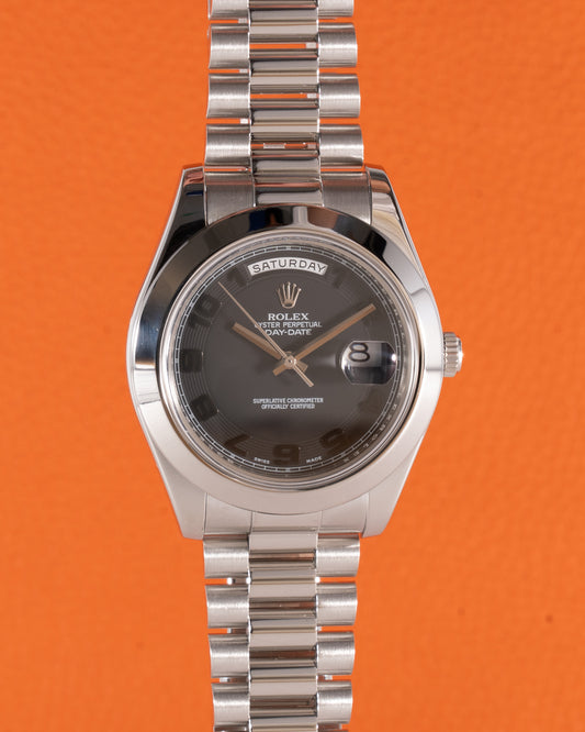 Rolex Day-Date II 41mm 218206 Platinum (Ghost) Black Arabic Dial