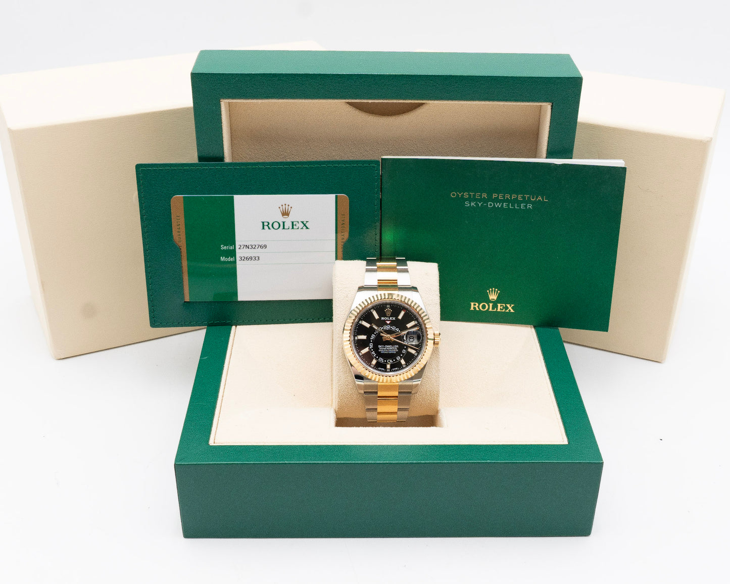Unpolished - Rolex Skydweller 42mm 326933 Two Tone Yellow Gold Black Dial 2020