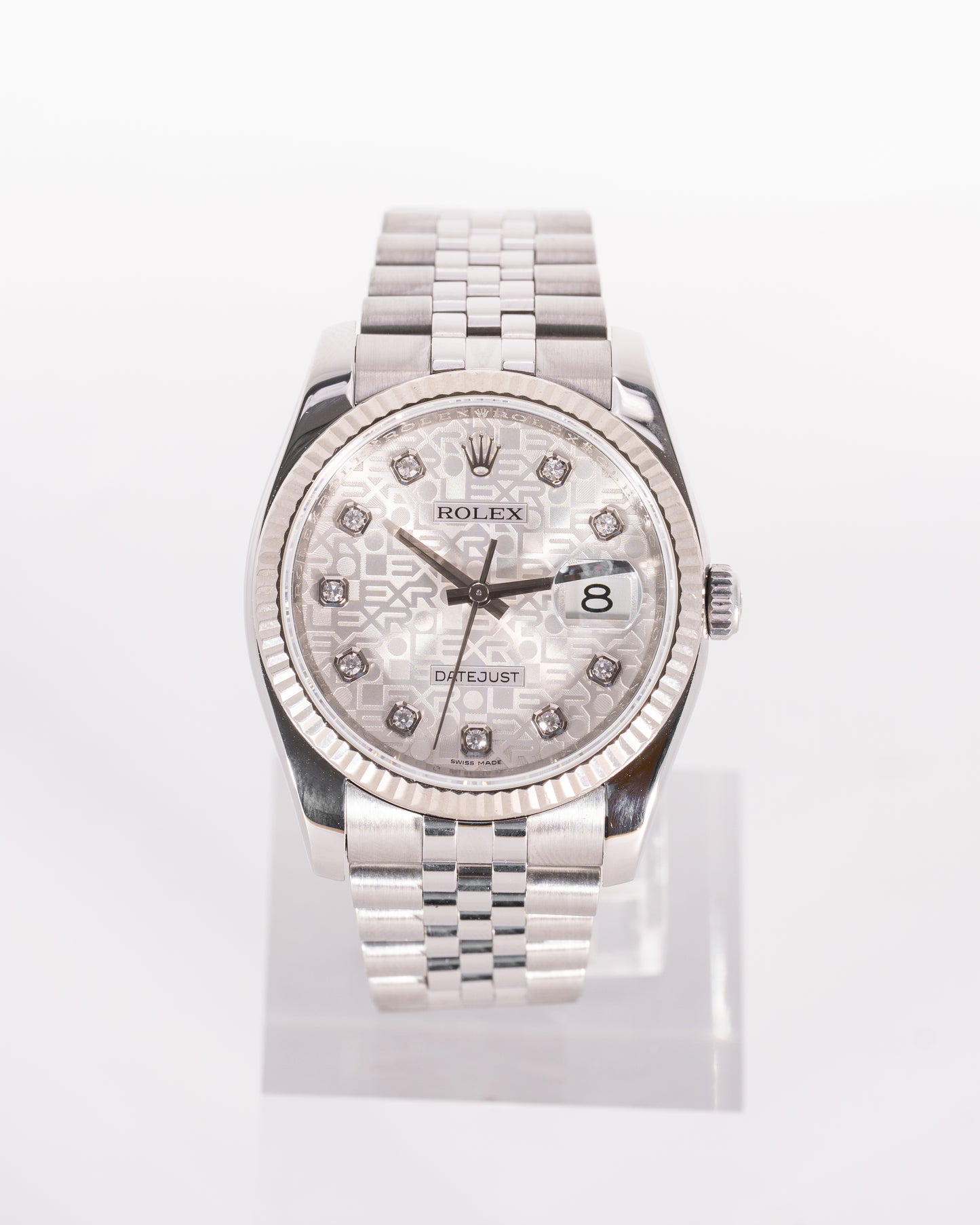 Rolex Datejust 36mm 116234 Silver Rolex Mofit Dial on Jubilee and Diamond Markers