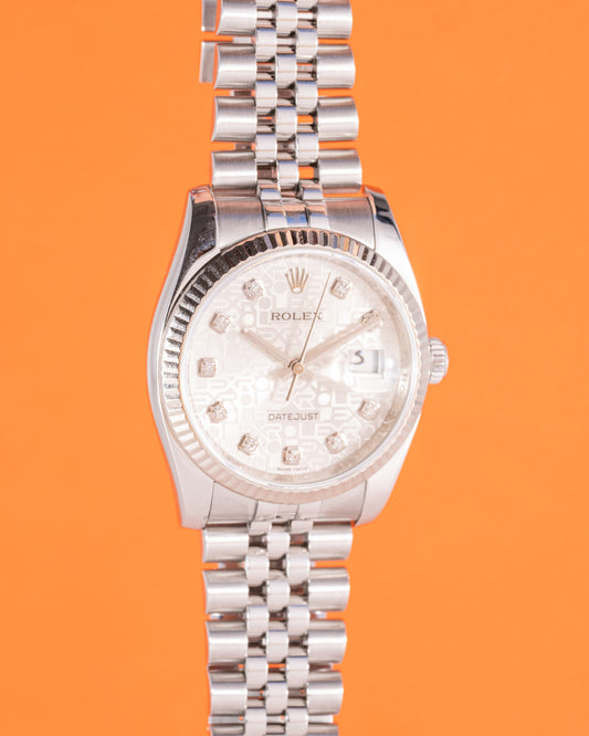 Rolex Datejust 36mm 116234 Silver Rolex Mofit Dial on Jubilee and Diamond Markers