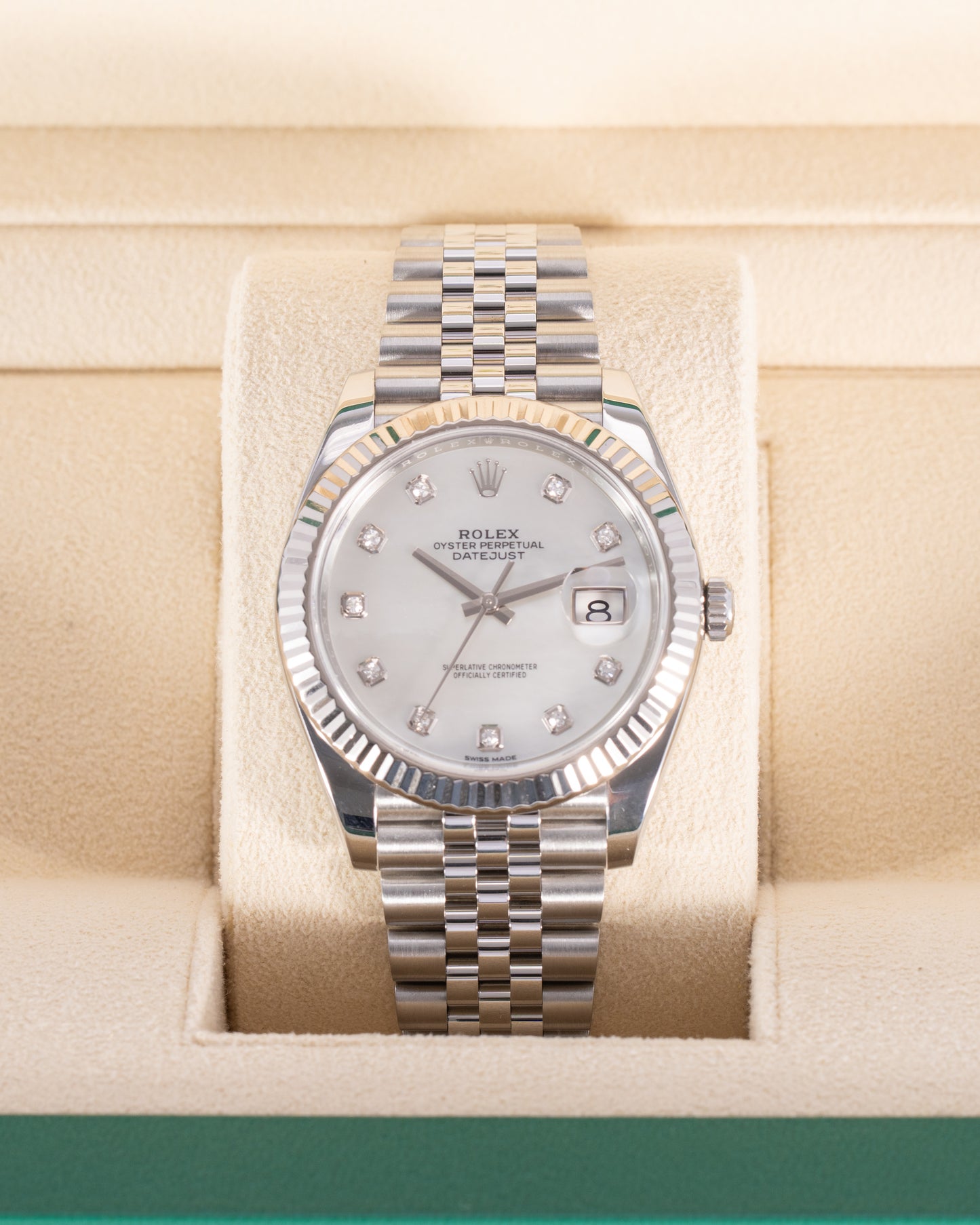 Rolex Datejust 41mm 126334 Mother of Pearl Diamond Dial on Jubilee and Fluted 2018