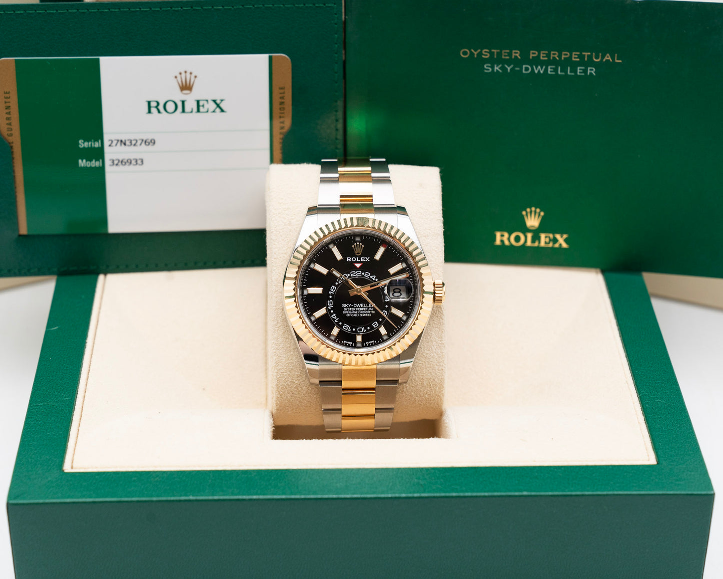Unpolished - Rolex Skydweller 42mm 326933 Two Tone Yellow Gold Black Dial 2020