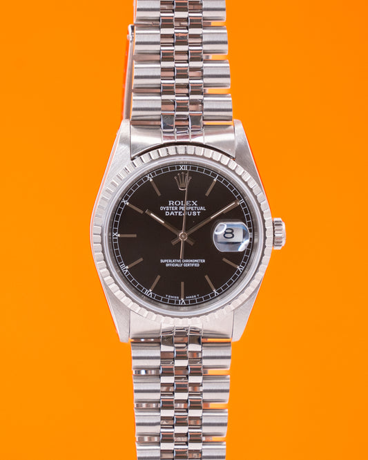 Rolex Datejust 36mm 16220A Black Dial on Jubilee