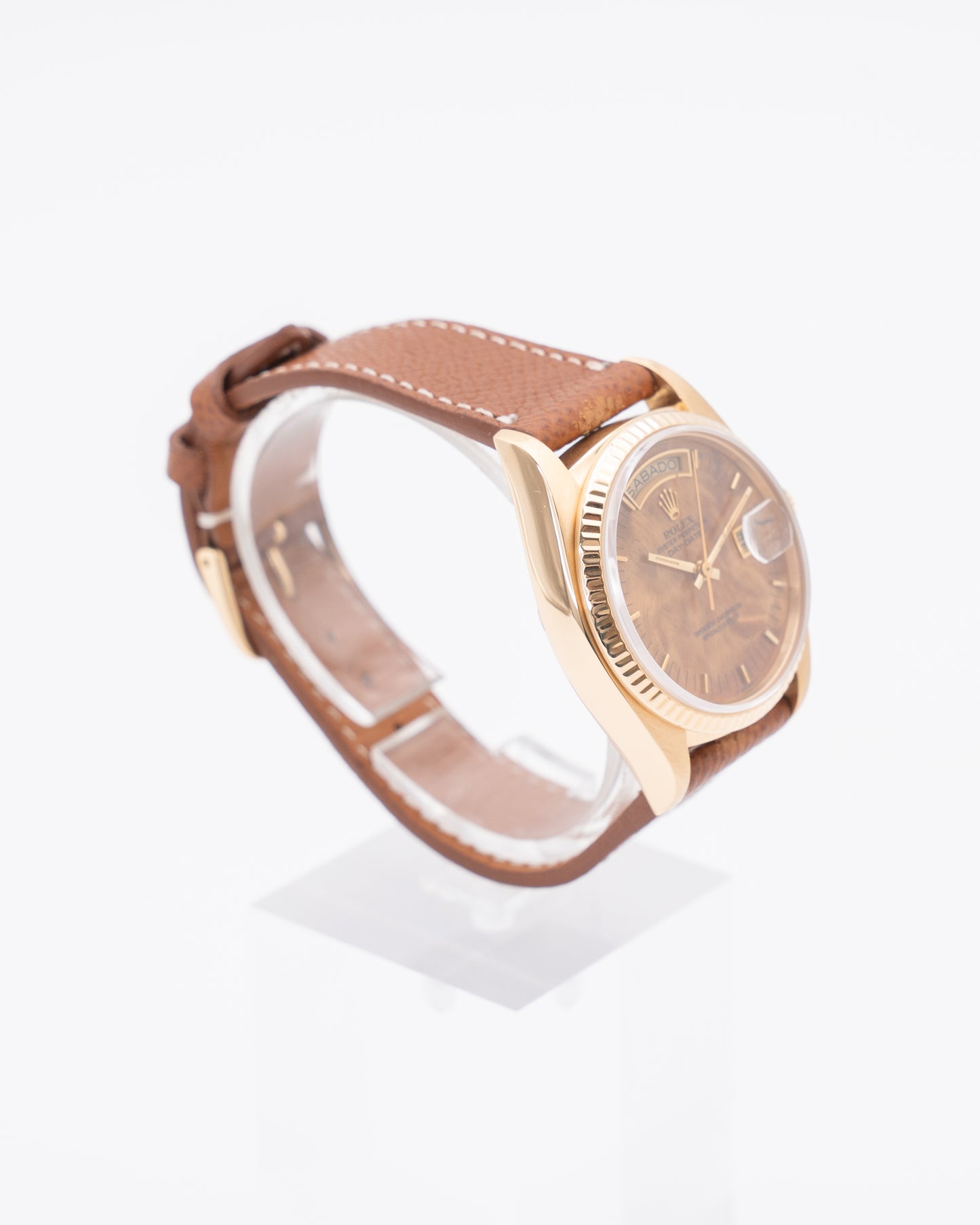 Rolex DayDate 36mm 18038 Yellow Gold Birch Wood Dial Spanish Day Wheel