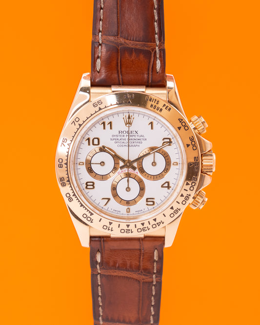 Rolex Cosmograph Daytona 40mm 16518 Yellow Gold White Dial Arabic