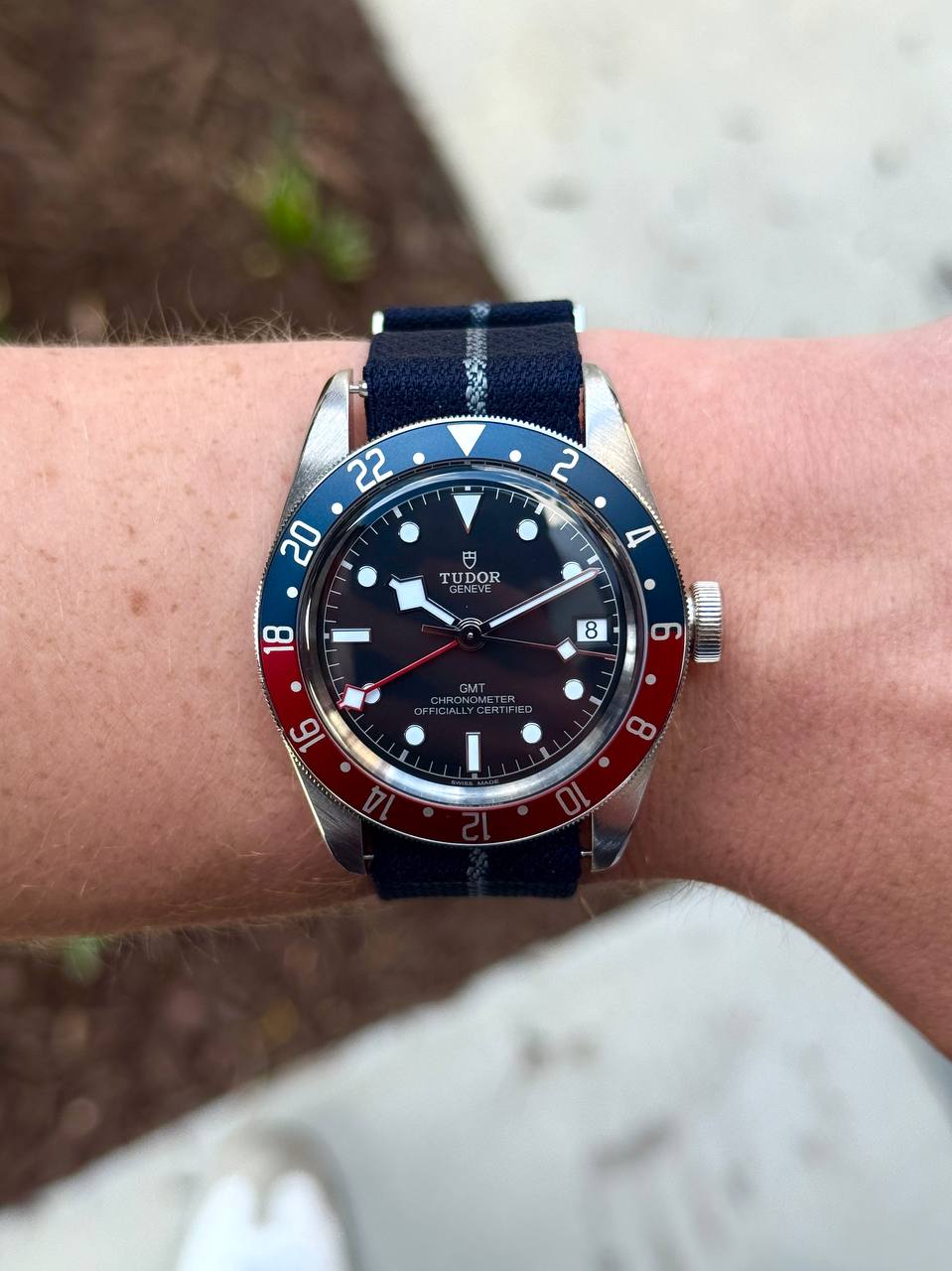 Tudor Black Bay GMT 41mm 79830RB Pepsi Bezel on Nato Strap