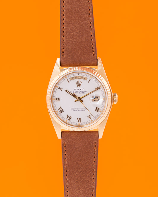 Rolex Day Date 36mm 18038 Single Quick White Roman 5M Serial