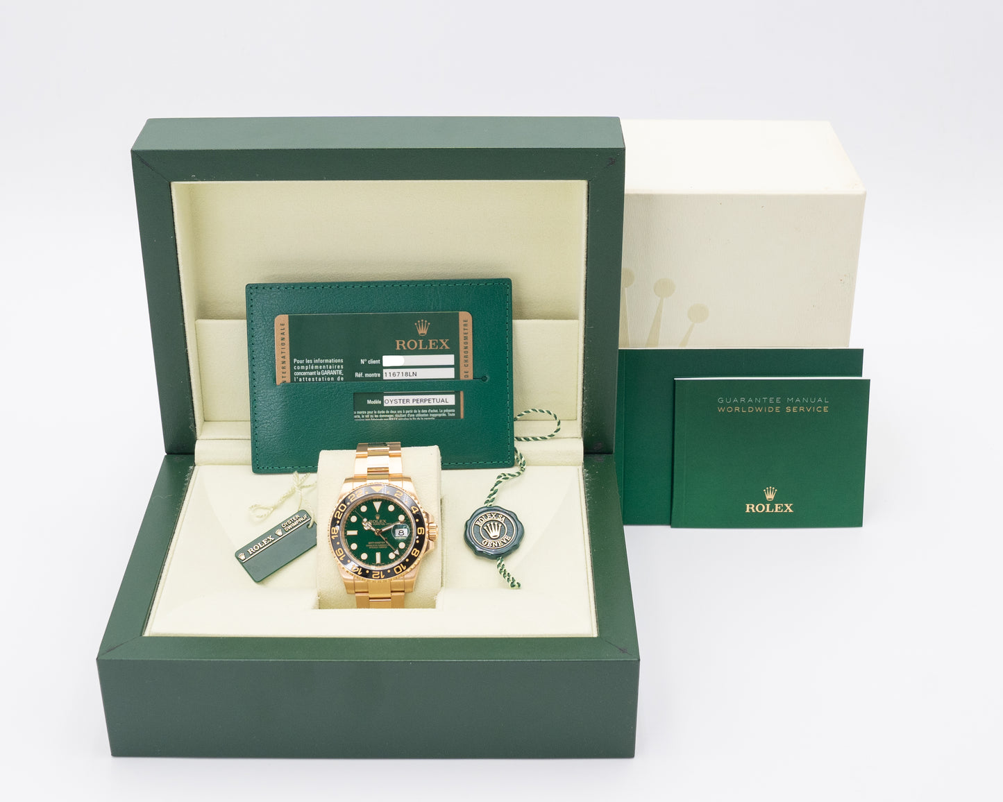 Rolex GMT Master II 40mm 116718 Green Dial Yellow Gold