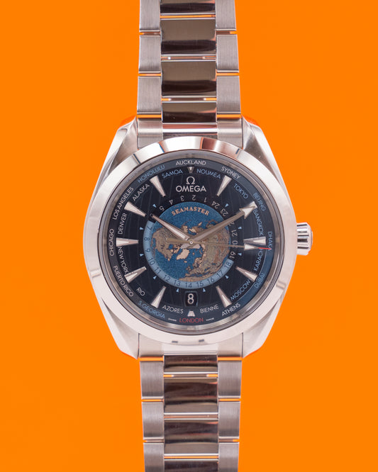 Omega Seamaster Aqua Terra 43mm 220.10.43.22.03.001 150M Worldtimer Blue Bracelet 2021