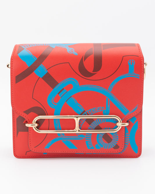 Hermès Roulis 21 Le Sac Roulis Mini Eperon D'OR Swift Leather Roulis 21 Scarf Print