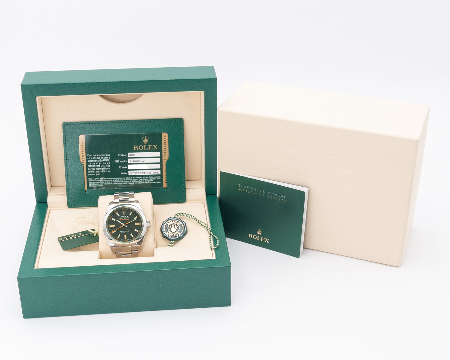 Rolex Milgauss 40mm 116400GV Green Crystal 2014