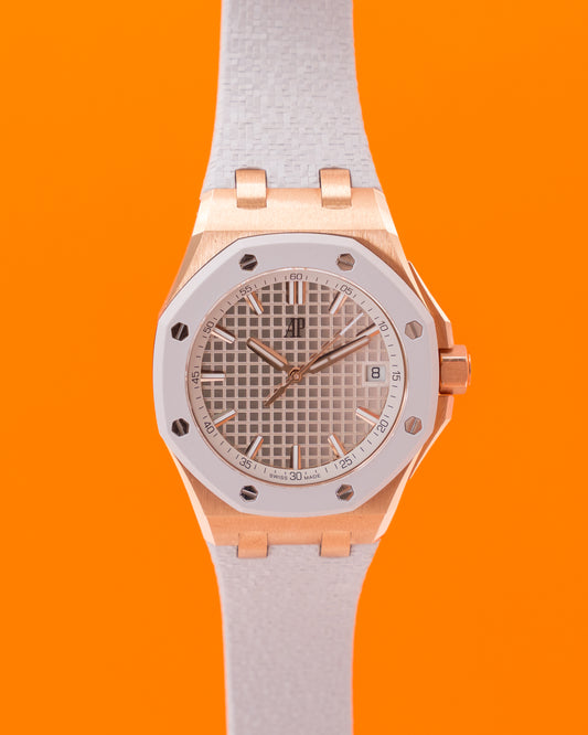 UNWORN Audemars Piguet Royal Oak Offshore 37mm 77605OK Rose Gold Silver Dial