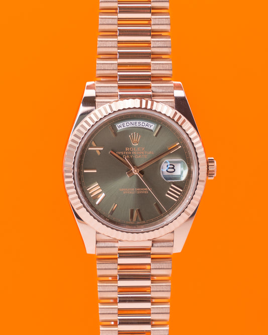 Rolex DayDate 40mm 228235 Rose Gold Olive Dial 2017
