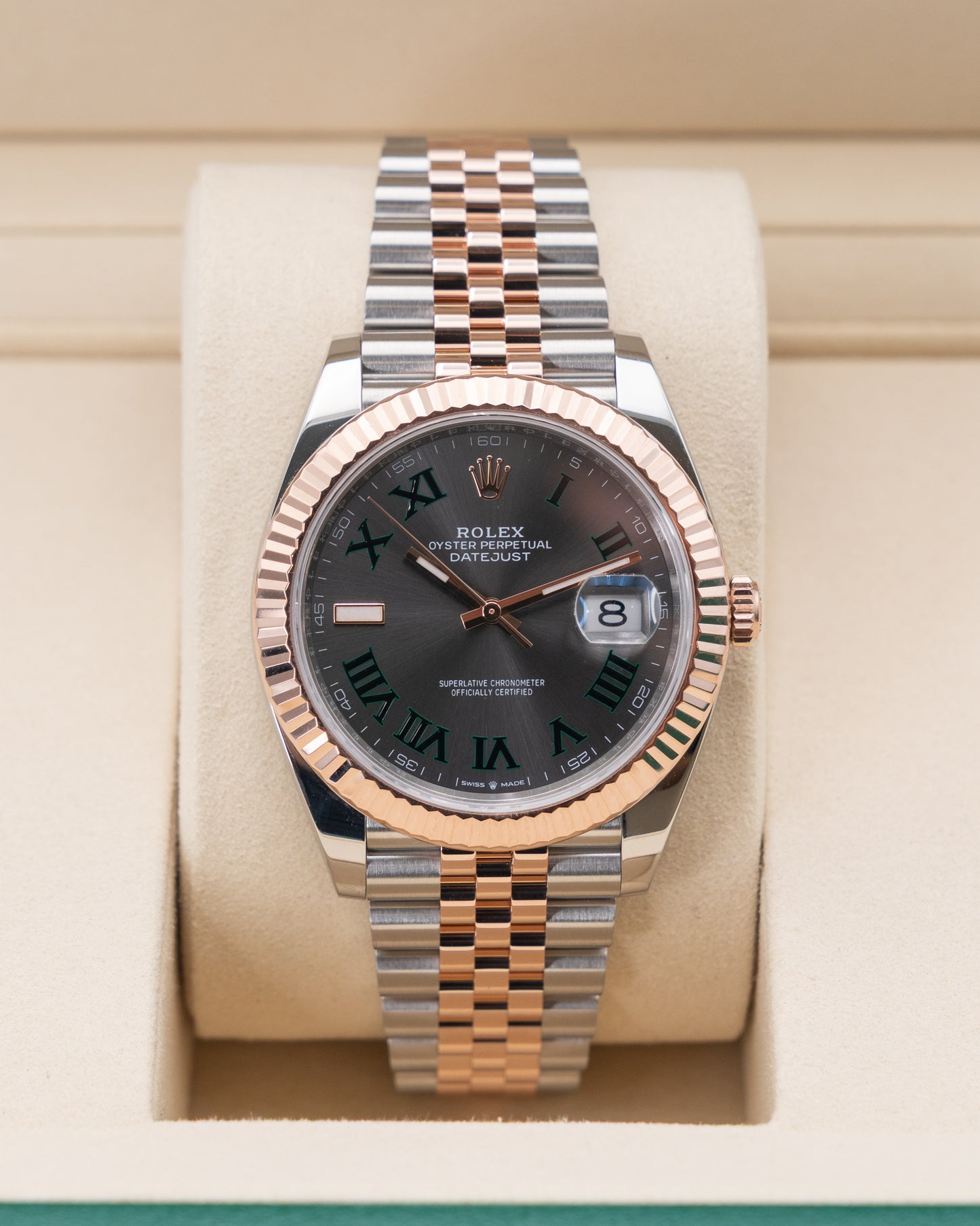 Rolex Datejust 41mm 126331 Rose Gold Two Tone Fluted Jubilee Wimbledon Dial 2025