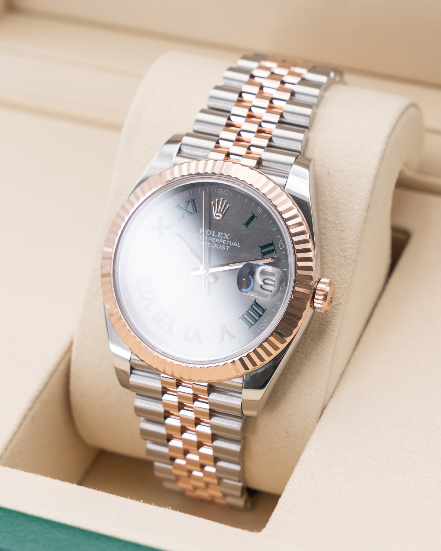 Rolex Datejust 41mm 126331 Rose Gold Two Tone Fluted Jubilee Wimbledon Dial 2025