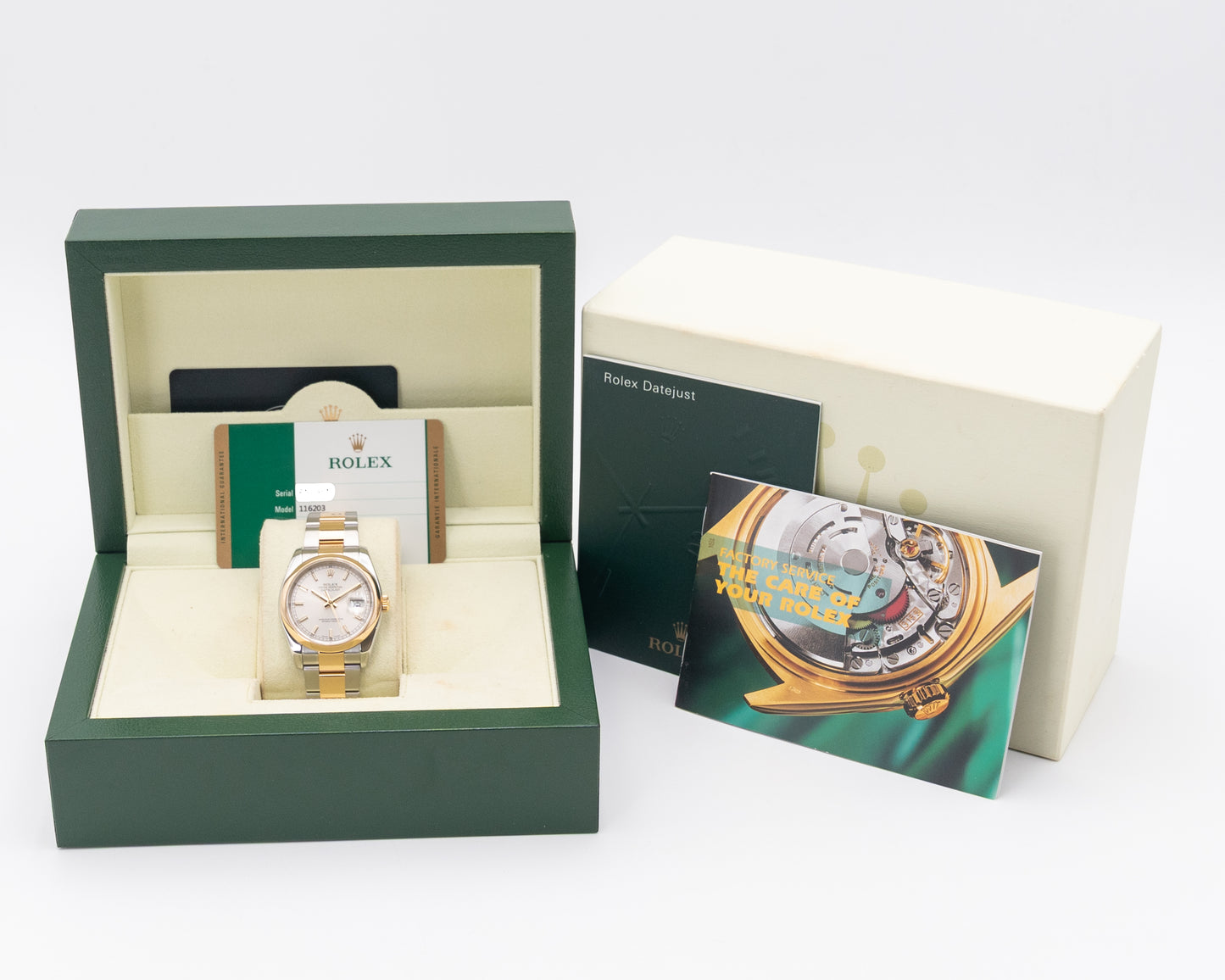 Rolex Datejust 36mm 116203 Two Tone Yellow Gold Smooth Oyster Silver Dial 2014