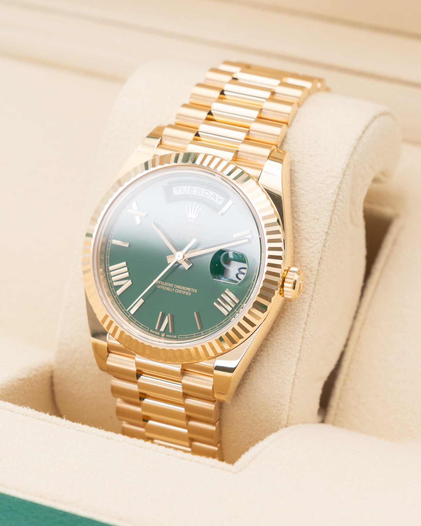 UNWORN Rolex Day Date 40mm 228238-0061 Connor McGreggor Green on Yellow Gold 2025
