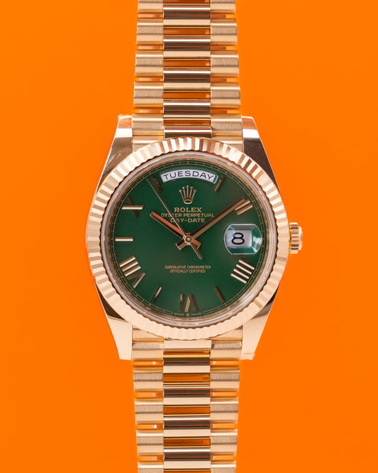 UNWORN Rolex Day Date 40mm 228238-0061 Connor McGreggor Green on Yellow Gold 2025