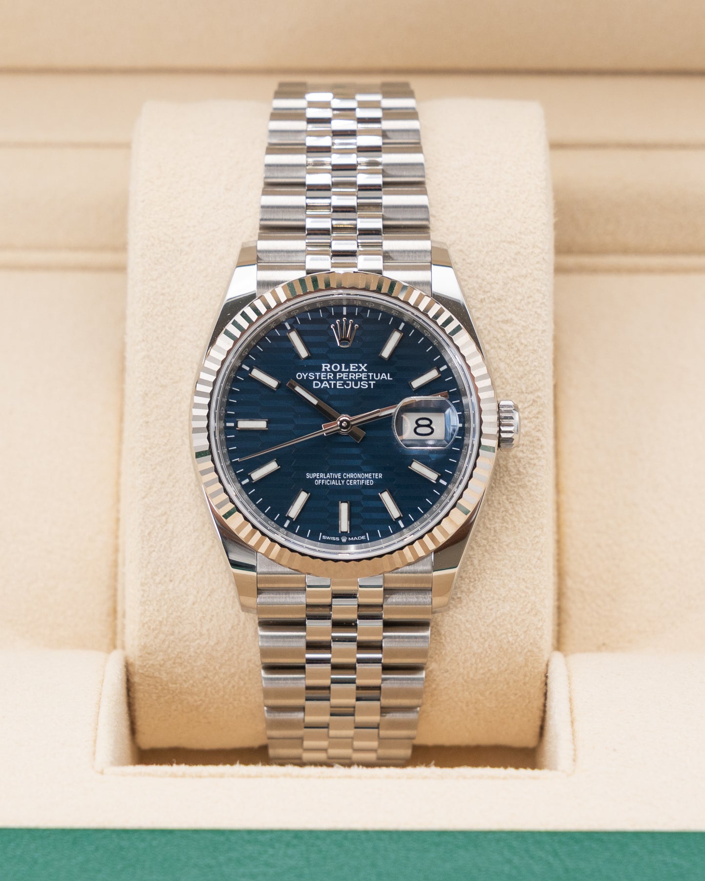 Rolex Datejust 36mm 126234 Blue Motif Dial Fluted Jubilee 2022