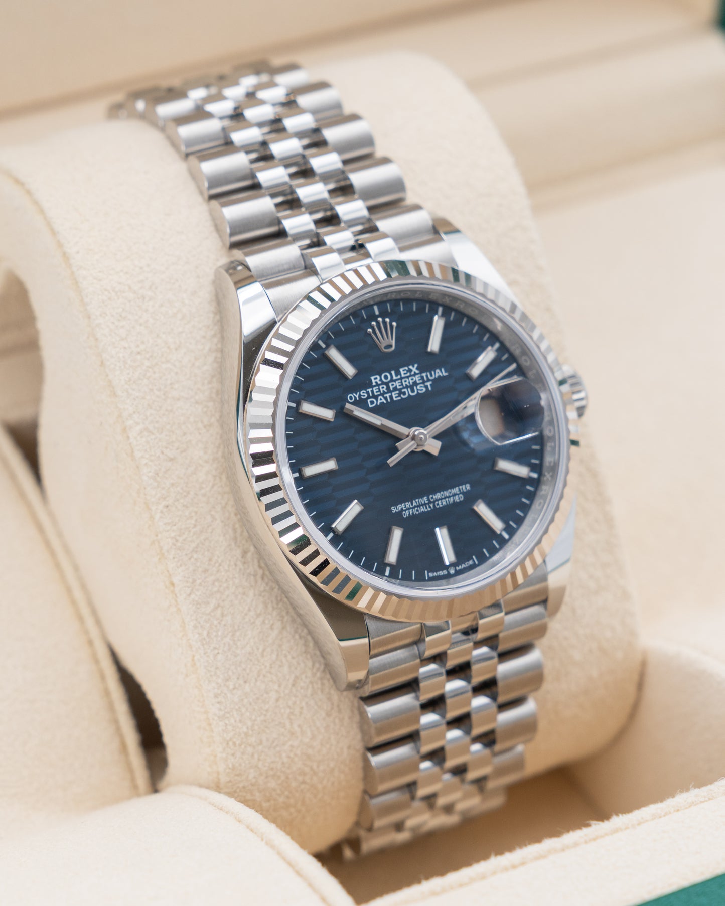 Rolex Datejust 36mm 126234 Blue Motif Dial Fluted Jubilee 2022