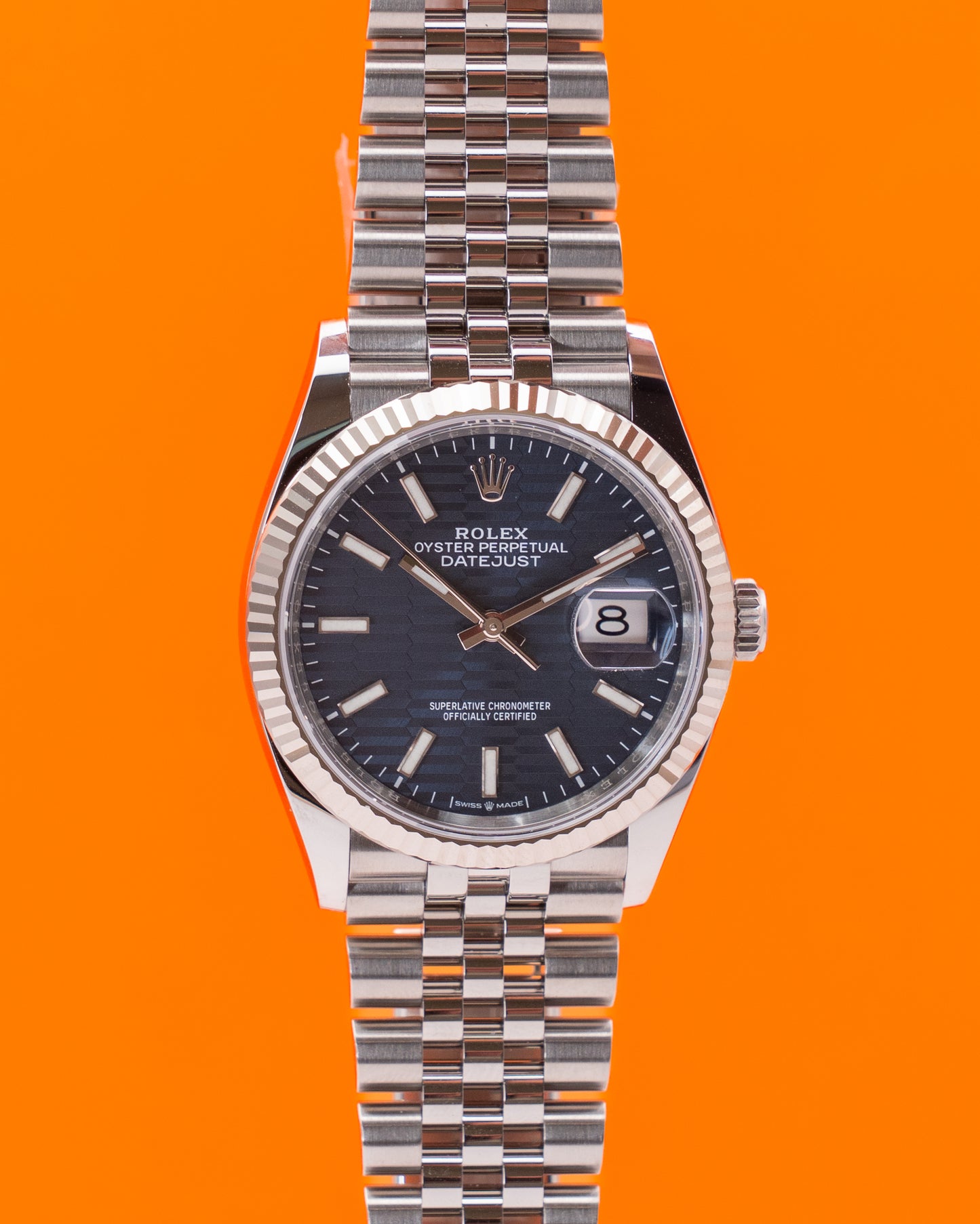 Rolex Datejust 36mm 126234 Blue Motif Dial Fluted Jubilee 2022