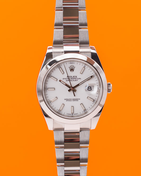 Rolex Datejust 41mm 126300 White Stick Dial Smooth Bezel Oyster 2023