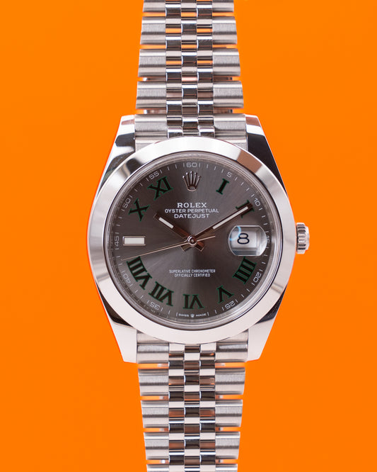 Rolex Datejust 41mm 126300 Wimbledon Dial Smooth Bezel Jubilee