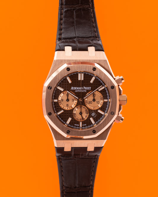 Audemars Piguet Royal Oak Chronograph 41mm 26331OR Rose Gold Chocolate Dial