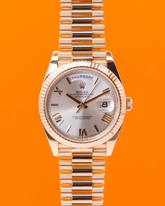 Rolex DayDate 40mm 228238 Yellow Gold Silver Roman Numeral Dial 2022