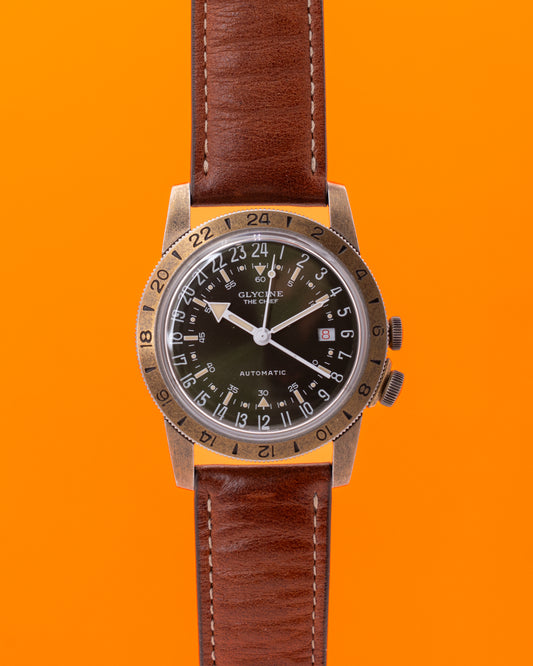 Glycine Airman Vintage The Chief GMT 40mm GL0307 Bronze Green Dial 2023