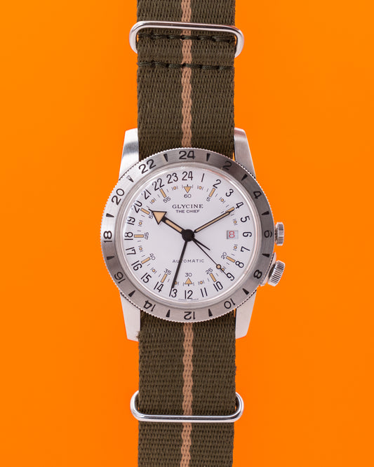 Glycine Airman Vintage The Chief GMT 40mm GL0473 White Dial