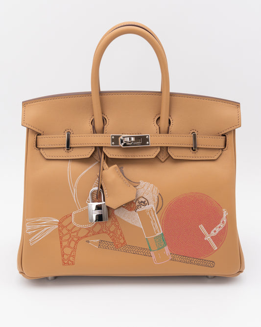 Hermes Birkin 25 Limited Edition Biscuit Printed Swift In & Out