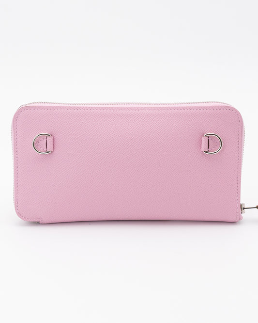 Hermes Epsom Swift Mauve Sylvestre and Lime Duo Wallet with Palladium Hardware