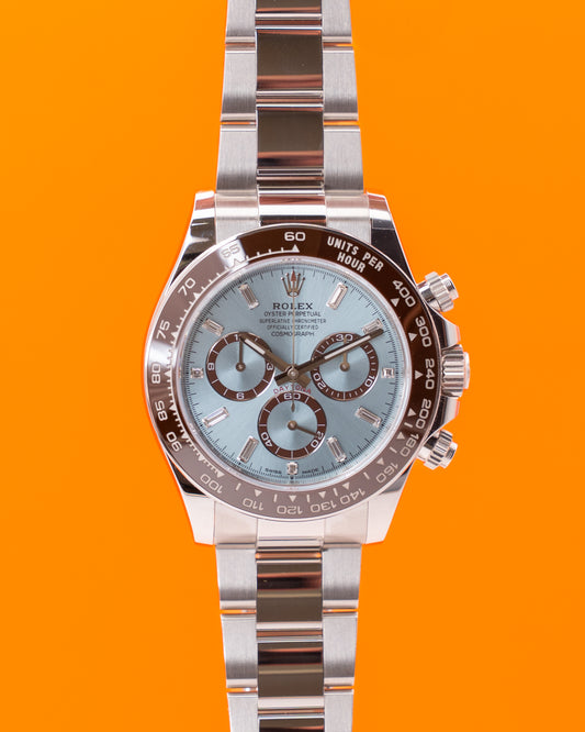 NEW UNWORN 2025 Rolex Daytona 40mm 126506 Platinum Ice Blue Baguette Diamond Dial Open Caseback 2025