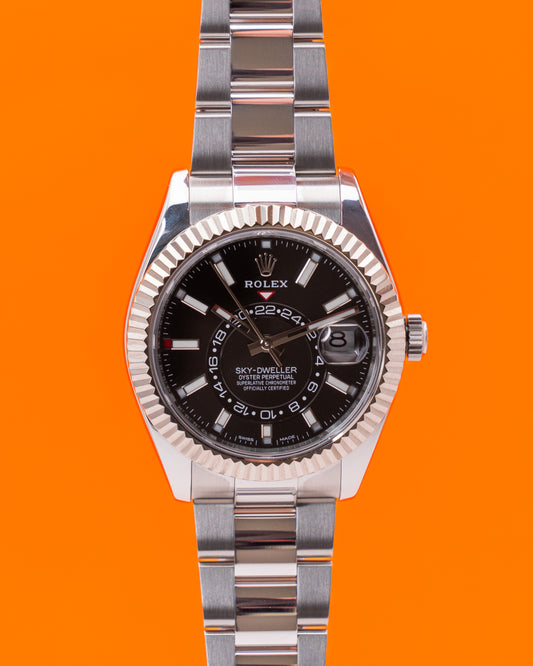 Rolex Skydweller 42mm 326934 Black Dial Fluted Bezel Oyster Bracelet 2021