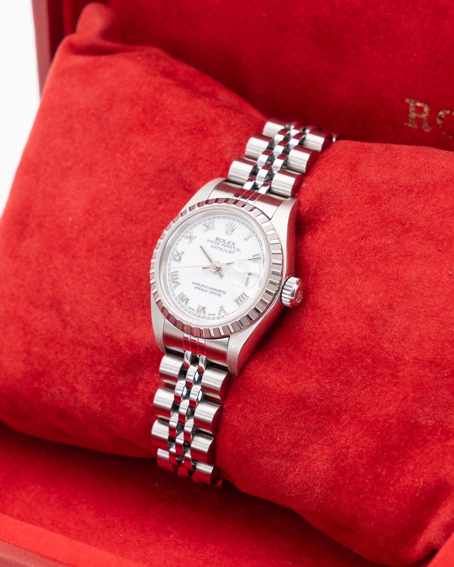 Rolex Datejust 26mm 79240 Lady Date Engine Turn White Roman 2006 Collectors Set