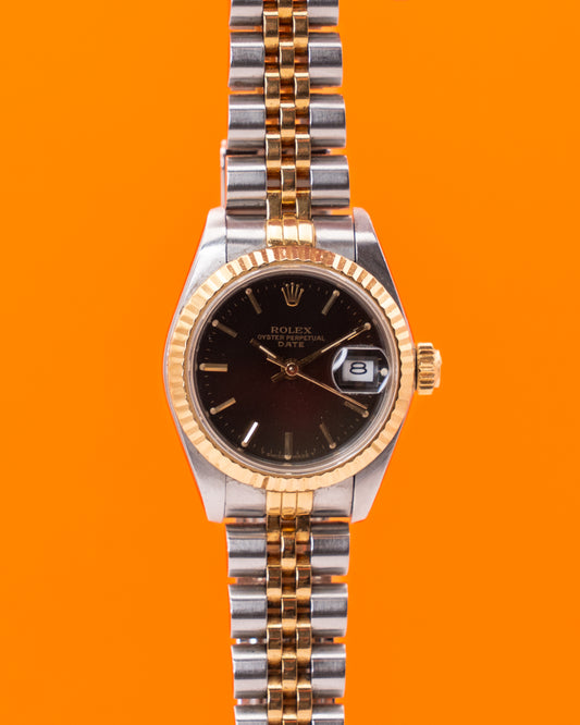 Rolex Datejust 26mm 69173 Two Tone Yellow Gold Black Dial