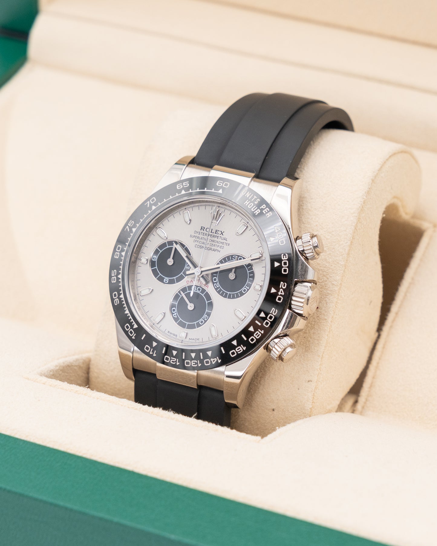 Rolex Daytona 40mm 116519LN Ghost White Gold Oysterflex 2021
