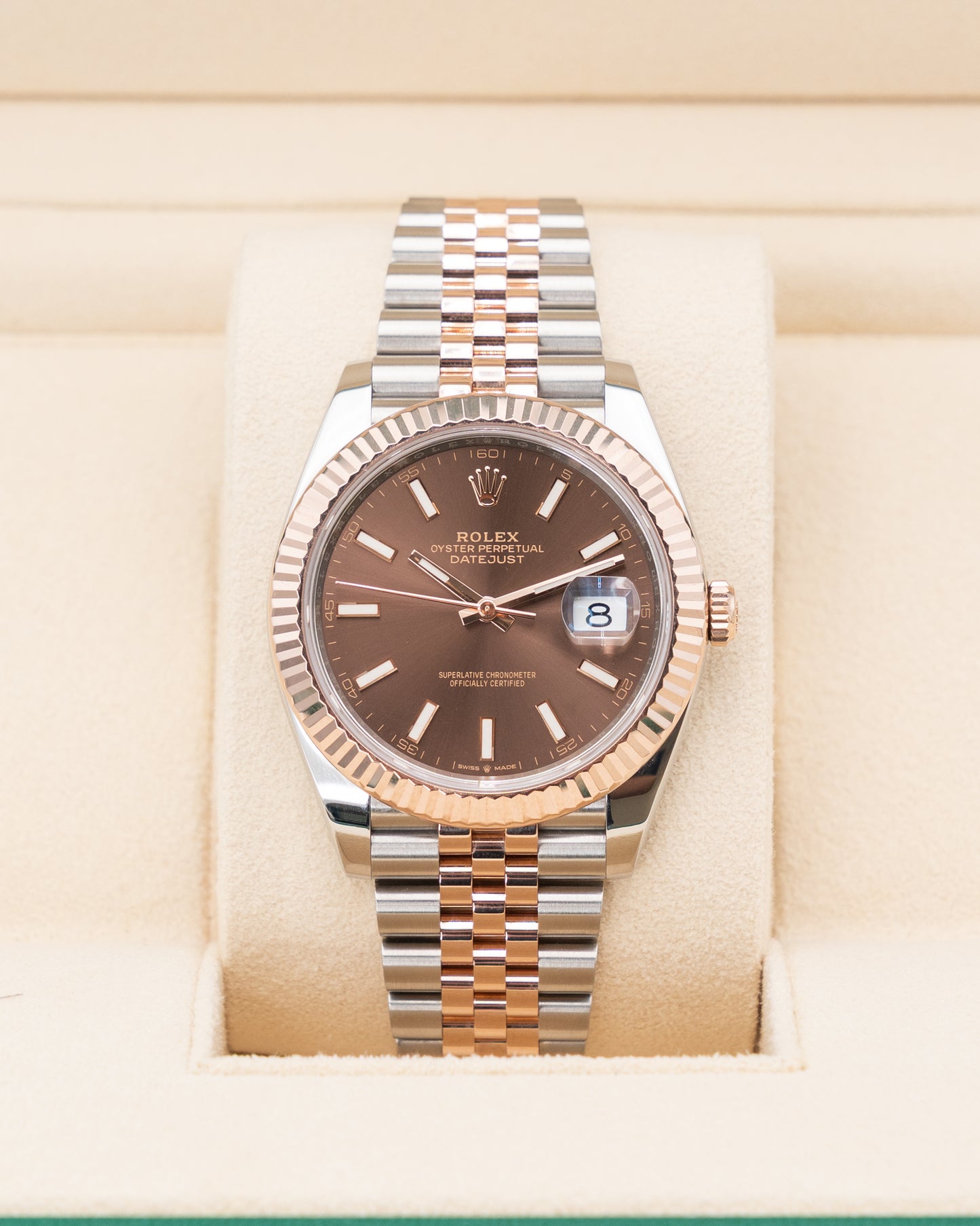 Rolex Datejust 41mm 126331 Two Tone Rose Gold Chocolate Dial Fluted Jubilee 2024