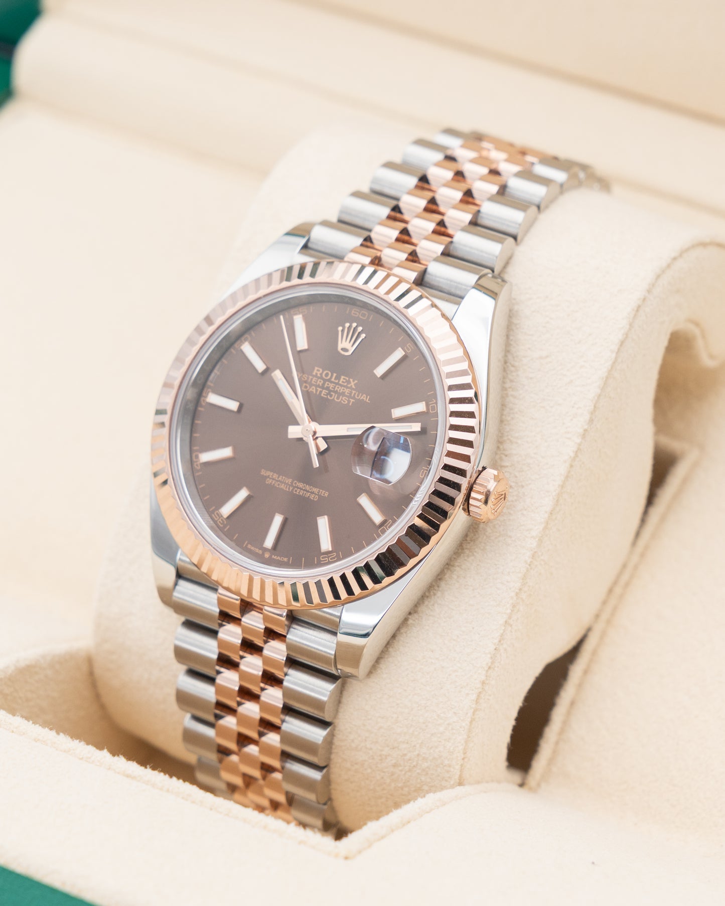 Rolex Datejust 41mm 126331 Two Tone Rose Gold Chocolate Dial Fluted Jubilee 2024