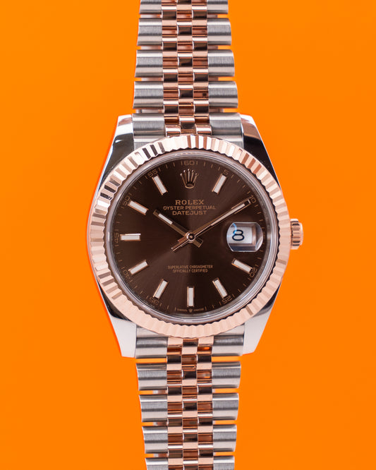 Rolex Datejust 41mm 126331 Two Tone Rose Gold Chocolate Dial Fluted Jubilee 2024