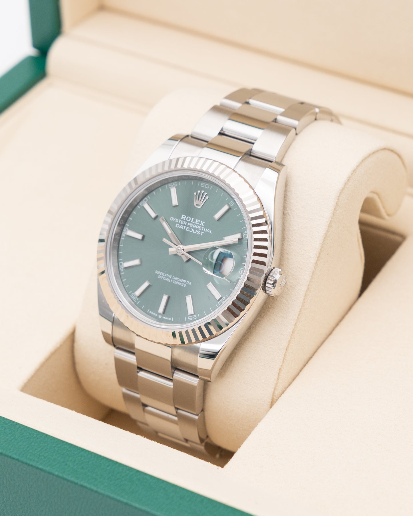 Rolex Datejust 41mm 126334 Mint Green on Oyster Bracelet 2025