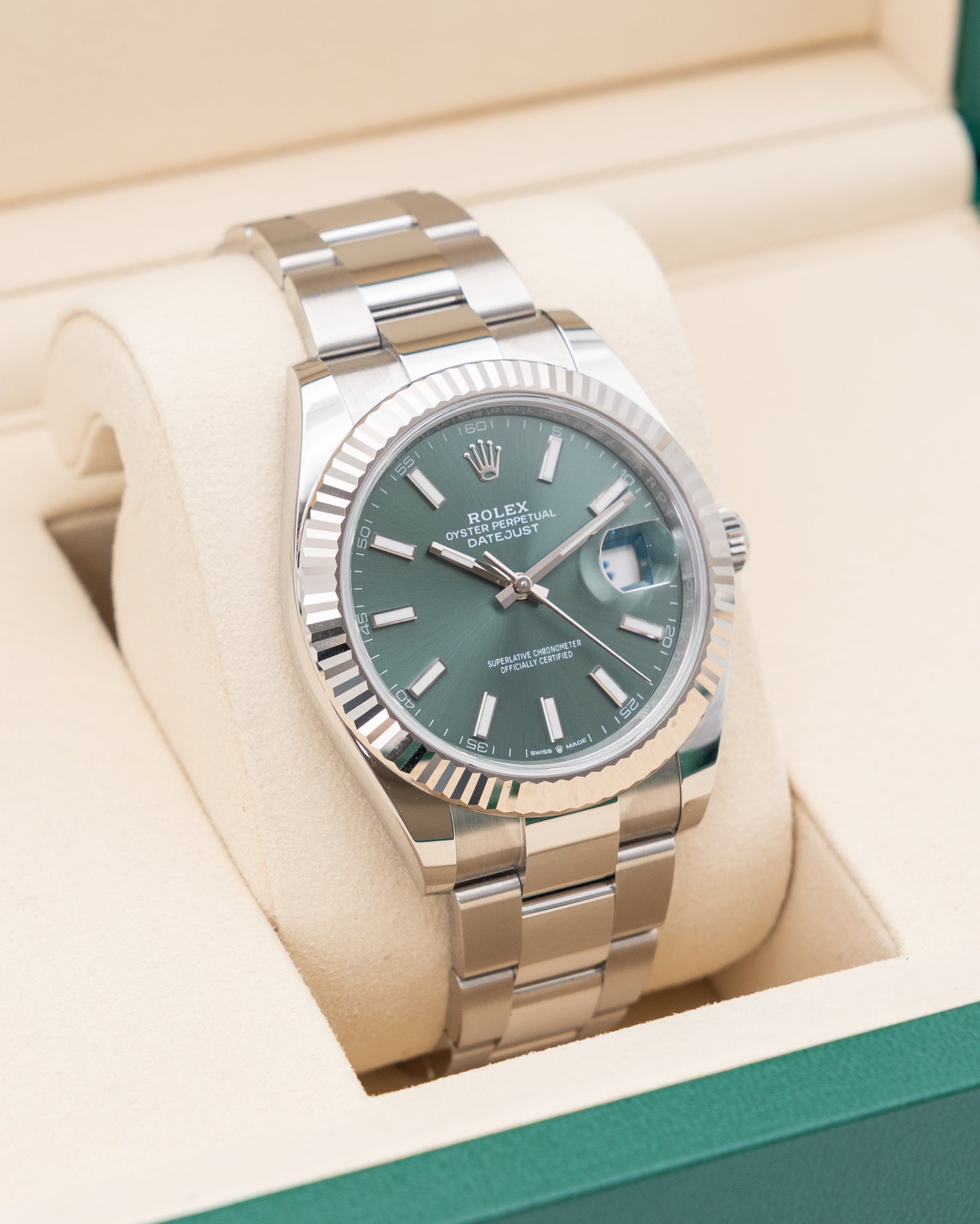 Rolex Datejust 41mm 126334 Mint Green on Oyster Bracelet 2025