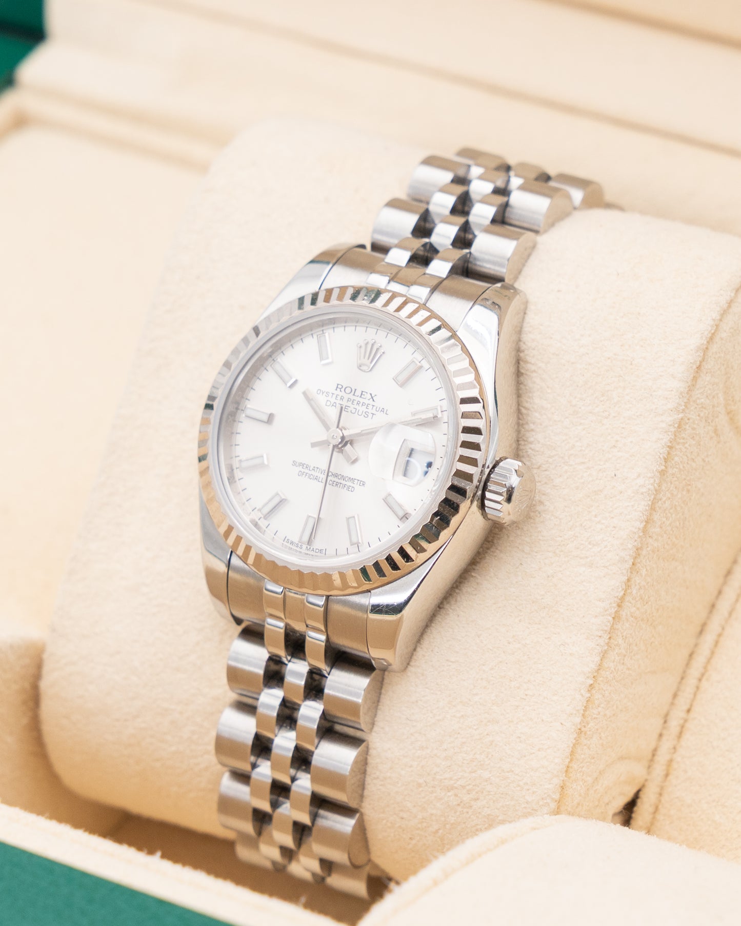 Rolex Datejust 26mm 179174 White Dial Fluted Jubilee