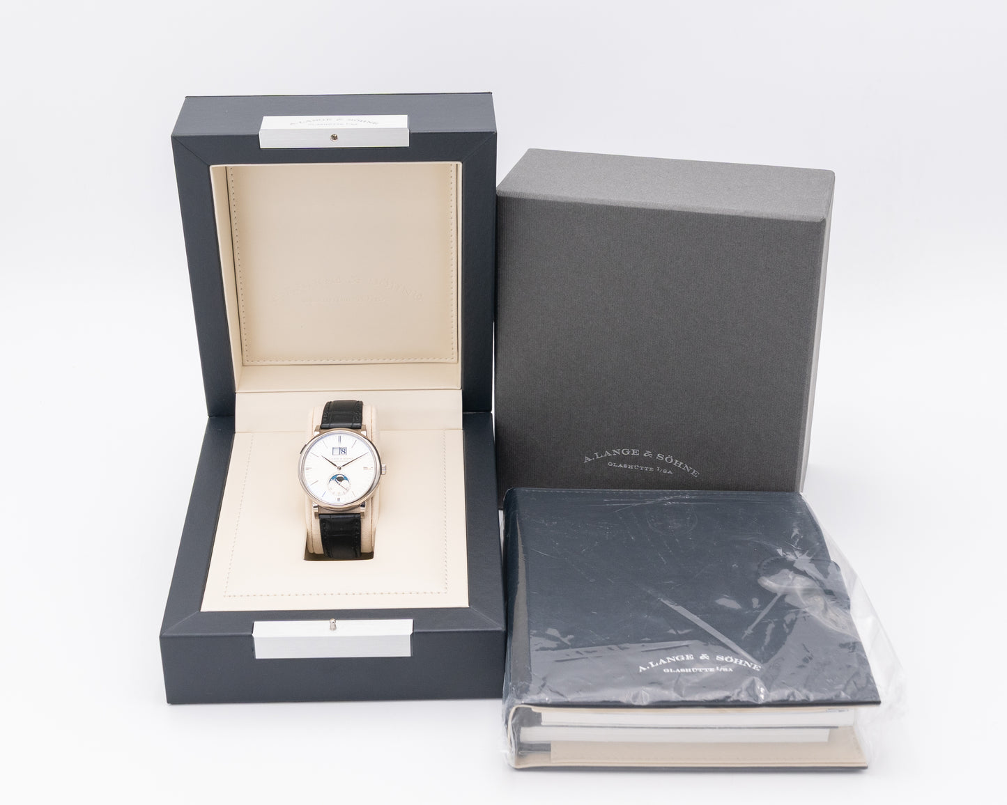 A. Lange & Söhne Saxonia Moon Phase 40mm 384.026 White Gold Silver