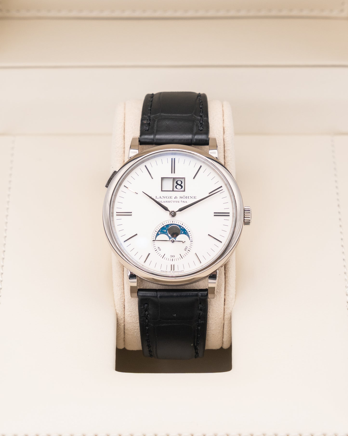 A. Lange & Söhne Saxonia Moon Phase 40mm 384.026 White Gold Silver