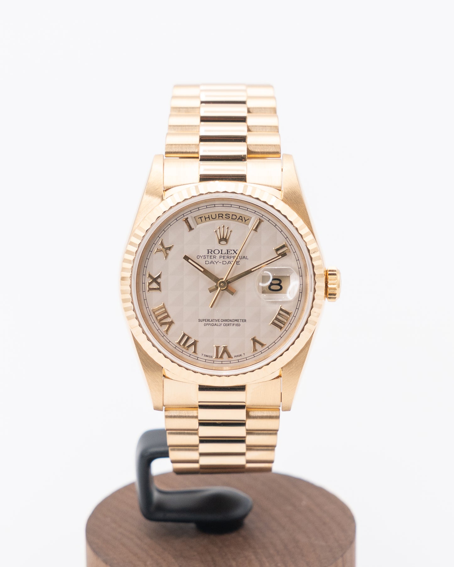 Rolex Day Date 36mm 18038 Yellow Gold Pyramid Dial