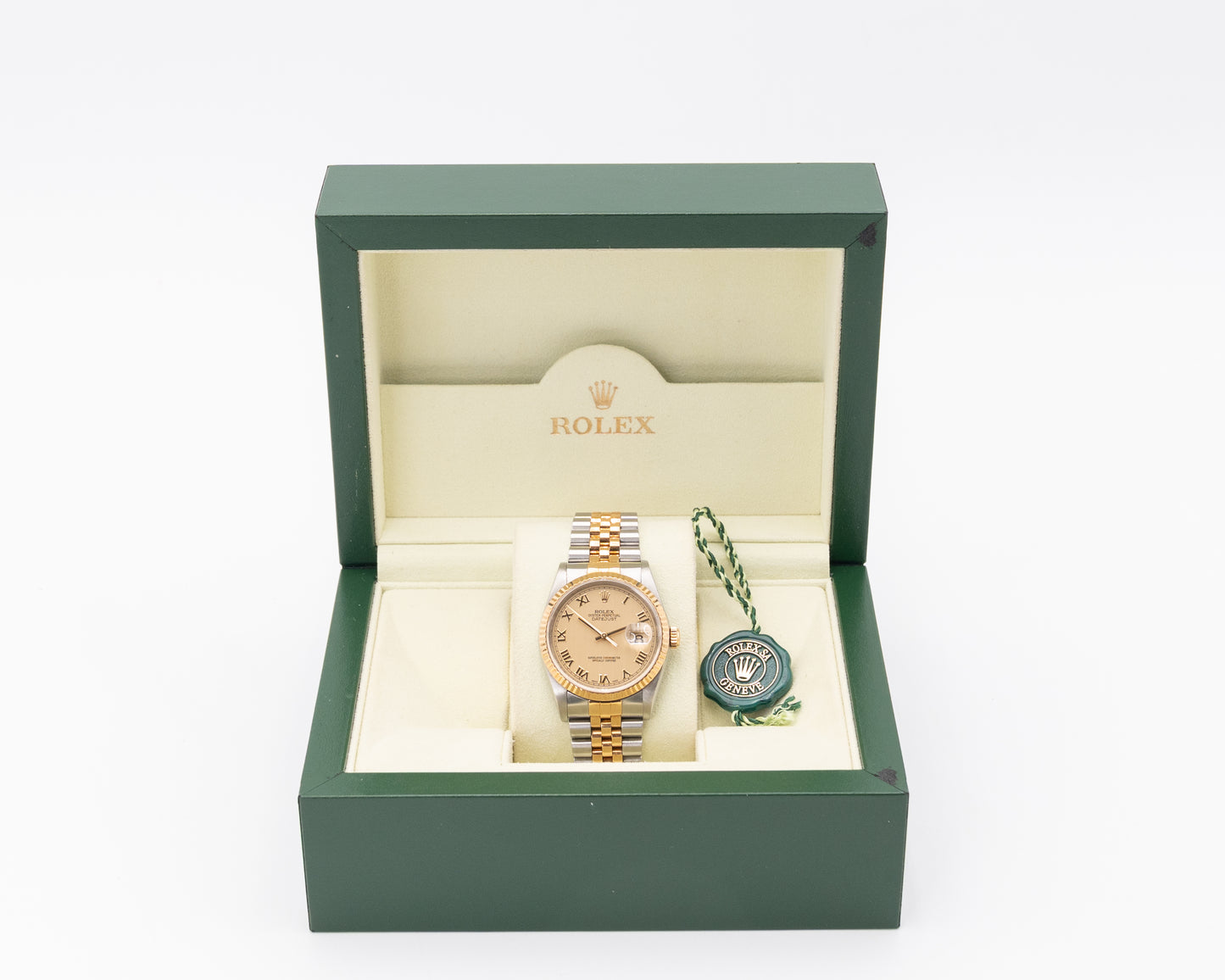 Rolex Datejust 36mm 16233 Champagne Roman Dial On Jubilee T-Serial